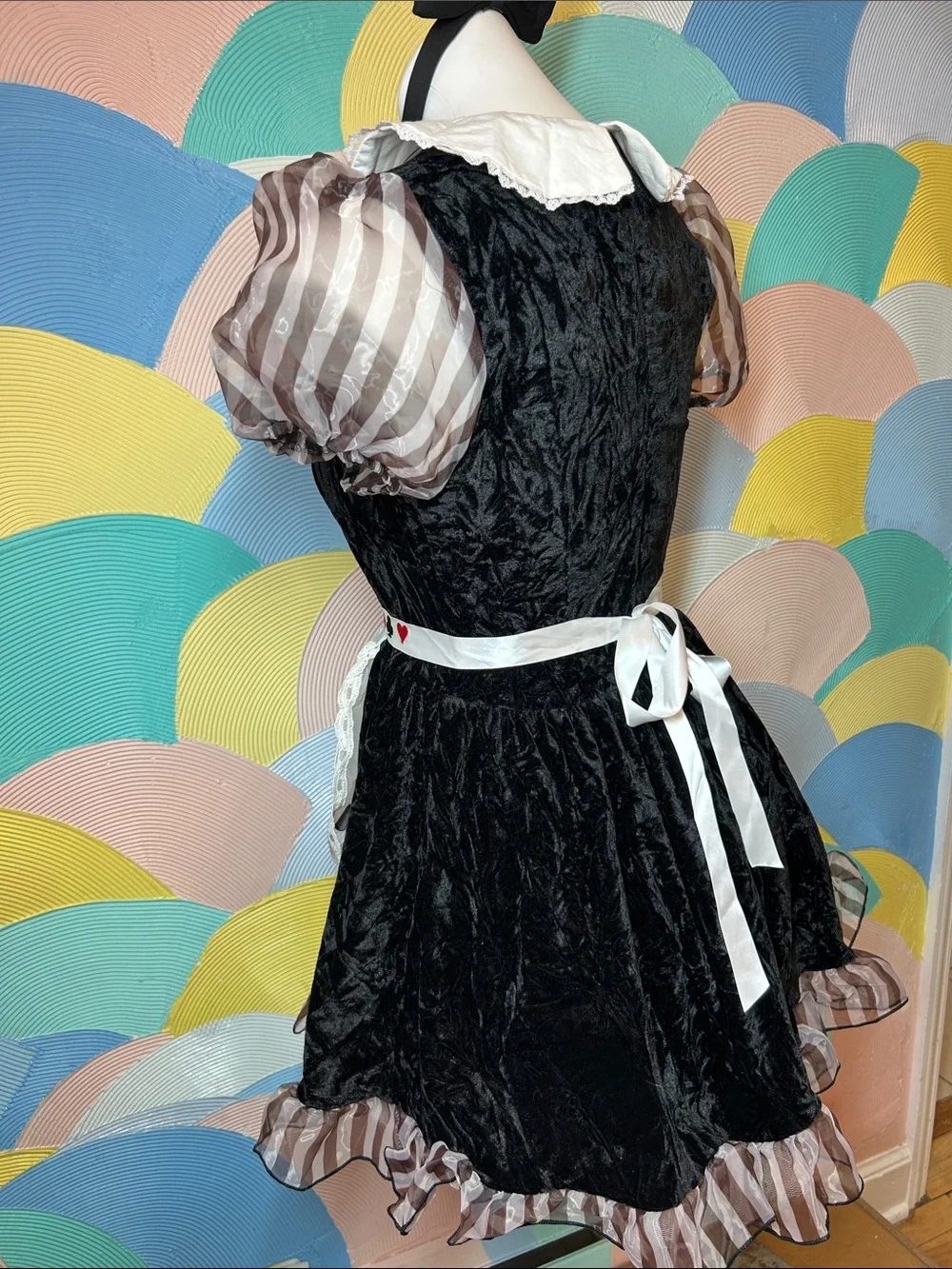 Dolls Kill Black Card Suit Maid Costume with White Apron women’s sz M